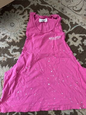 soulcycle Hot Pink Kids' Sleeveless Tank with White Speckle
